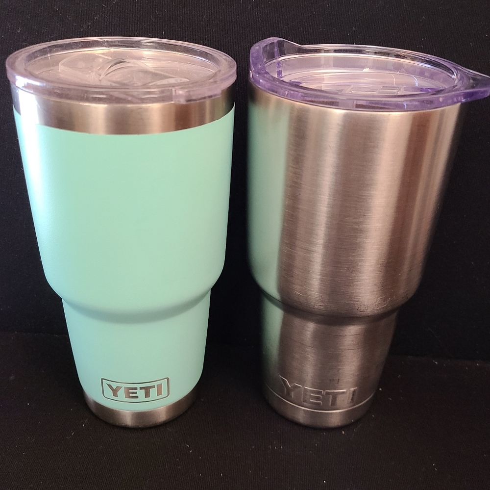 Yeti Teal and Stainless Steel Tumblers